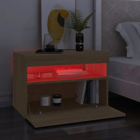 2 db sonoma tölgy színű TV-szekrény LED-lámpákkal 60x35x40 cm