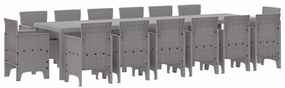 vidaXL Kert étkező szett 15 pcs Világosszürke Polt rattan