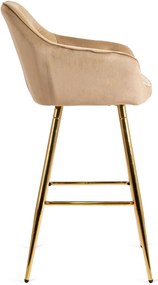 Bézs Bársony Bárszék Aranyszínű Lábbal. SALEM
