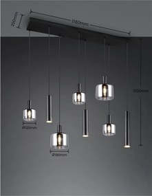 Fekete függőlámpa fém-üveg búrával Mataro – Trio