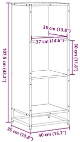 fekete forgácslap könyvszekrény 40x35x107,5 cm