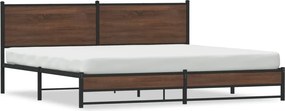 vidaXL barna tölgy színű fém ágykeret matrac nélkül 200 x 200 cm