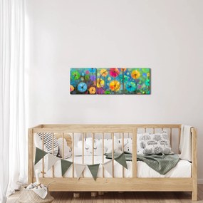Kép - Absztrakt virágok (órával) (90x30 cm)
