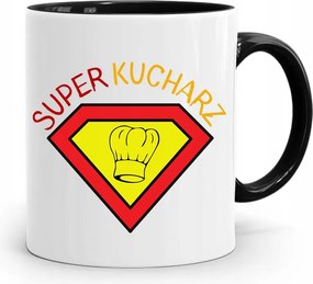 Bögre Fekete Ajándék Szuper Szakácsnak, fényképes nyomattal