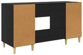 vidaXL Asztal polcokkal ajtóval Fekete tölgy 140 x 50 x 75 cm Faanyag