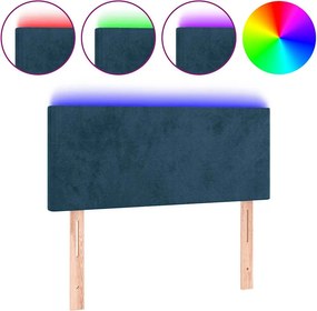 vidaXL sötétkék bársony LED-es fejtámla 90x5x78/88 cm