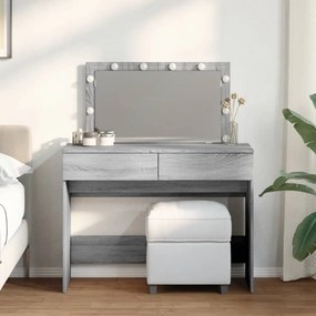 szürke sonoma színű fésülködőasztal LED-del 100 x 40 x 120 cm