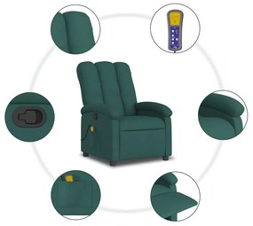 vidaXL sötétzöld szövet dönthető masszázsfotel