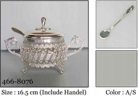 Ezüst színű cukortartó plattírozott fém kanál