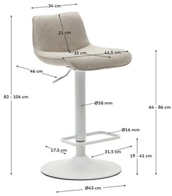 Bézs bárszék szett 2 db-os 103 cm Zenda – Kave Home