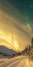 Poszter 50x100cm Északi fény Télen