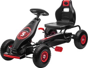 HOMCOM Go-Kart, Gyermek Jármű Állítható Üléssel, Pedálos Go-Kart Gumi Kerekekkel, Pedál és Kézifék, Kettcar 5-12 Éves Gyermekeknek, Szabadtéri, Piros