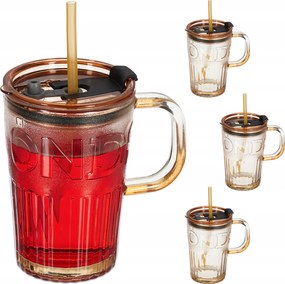 Italos Poharak Fedővel, Fogantyúval És Szívószállal – 4 Db-os Szett