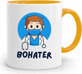 Sárga Bögre Orvos Hős Ajándék fényképes nyomtatással