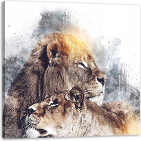 Vászonkép Modern Művészet Oroszlán pár Természet 60X60 cm