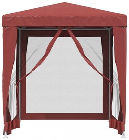 piros HDPE rendezvénysátor 4 hálós oldalfallal 2 x 2 m