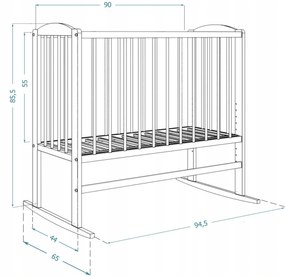 GL TALI 3in1 kiságy 90x40 - fehér