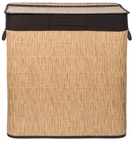 G21-es 150 literes szennyeskosár elválasztókkal, rattan utánzat, barna betéttel
