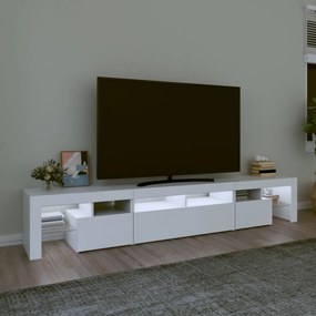 fehér TV-szekrény LED-lámpákkal 230x36,5x40 cm