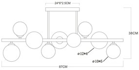 Globo 56135-9D - LED Csillár rúdon RIHA 9xG9/3W/230V sárgaréz