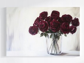 Poszter Dekoráció Váza Virágok Rózsák Bordó Csokor 120x80