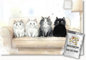 Fotótapéta Flizelina Gyerekek Nappali Kanapé Állatok Macskák 150x105 ragasztó