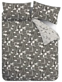 Fekete-szürke egyszemélyes ágyneműhuzat 135x200 cm Blocks – Catherine Lansfield