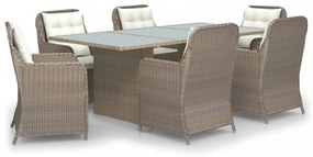 7 részes barna polyrattan kerti étkezőgarnitúra