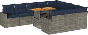 vidaXL 11 részes szürke polyrattan kerti ülőgarnitúra párnákkal