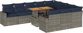 vidaXL 11 részes szürke polyrattan kerti ülőgarnitúra párnákkal