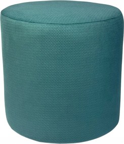 Kerek makalu puff finom plüss, türkizkék