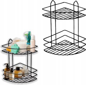 Sarok Fürdőszoba Polc Fekete Matt Strapabíró Fém Konyhai Drót