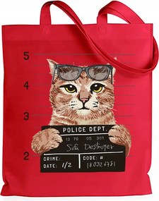 Shopper Bevásárlótáska Piros Maci Plüss Bűnöző Bűnügyi Minták