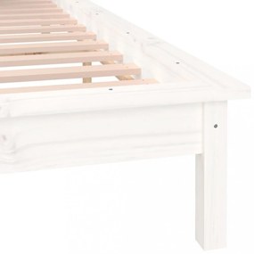fehér tömör fa ágykeret LED-világítással 120 x 200 cm