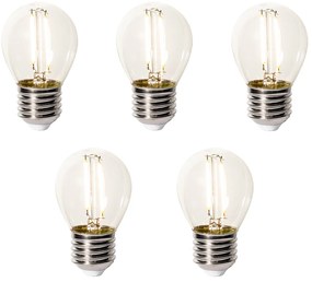 5 db E27 dimbare LED lamp P45 helder glas 3W 250 lm 2200K