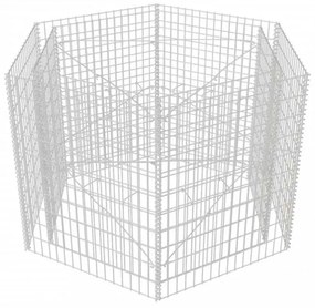 vidaXL hatszögletű gabion magaságyás 160 x 140 x 100 cm