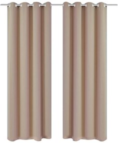 2 db krémszínű sötétítőfüggöny fémkarikákkal 135 x 245 cm