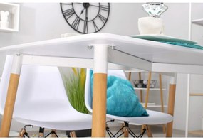 Étkezőgarnitúra 1 + 4, fehér asztal ADRIA 120x80 cm + fehér szék BALI MARK bükk lábakkal