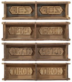 Tálcák 4 db 60,5x15x9 cm Tömör Fa Újrahasznosított