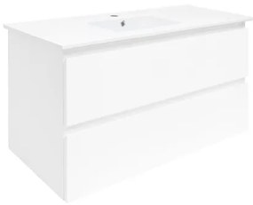 SAT B-Way Fürdőszobaszekrény mosdóval 99x50x45 cm fehér fényes BWAY2100WU4BI