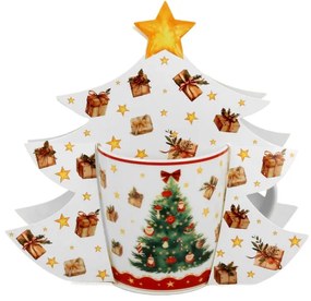 Karácsonyi fenyőfás porcelán bögre 400 ml fenyőfa díszcsomagolásban Christmas Tree 3