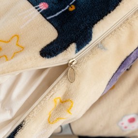 2 db Mikroplüss ágyneműhuzat PURRSLEEP bézs + Mikroplüss lepedő SOFT 180x200 cm fehér, franciaágyhoz