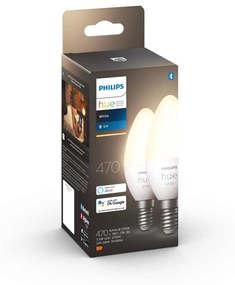 Philips Hue White B39 E14 LED gyertya fényforrás 5,5W, 2700K, 470 lm, 220-240V, 2 db