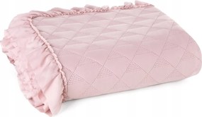 Dekoratív ágytakaró Vanesa 220x240 púderrózsaszín steppelt, fodros