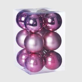 Pink (rózsaszín) műanyag karácsonyi gömb szett 12x6cm