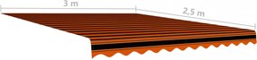 narancssárga és barna vászon napellenző tető 300 x 250 cm