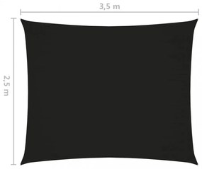 fekete téglalap alakú oxford-szövet napvitorla 2,5 x 3,5 m
