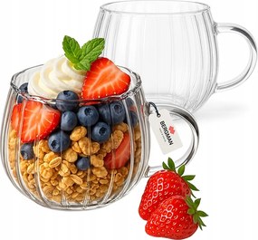 Kávés pohár szett 350 ml Bergman bordázott üvegpohár 2 db-os