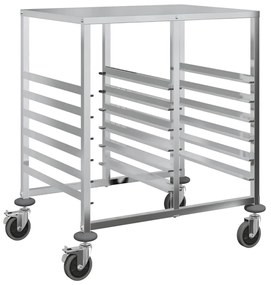 vidaXL rozsdamentes acélból tálcás kocsi 12 GN tárolóval 75x55x87 cm