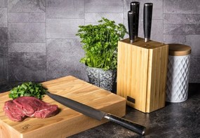 G21 Damascus Premium késkészlet bambusz blokkban, 4 db + élezőkő